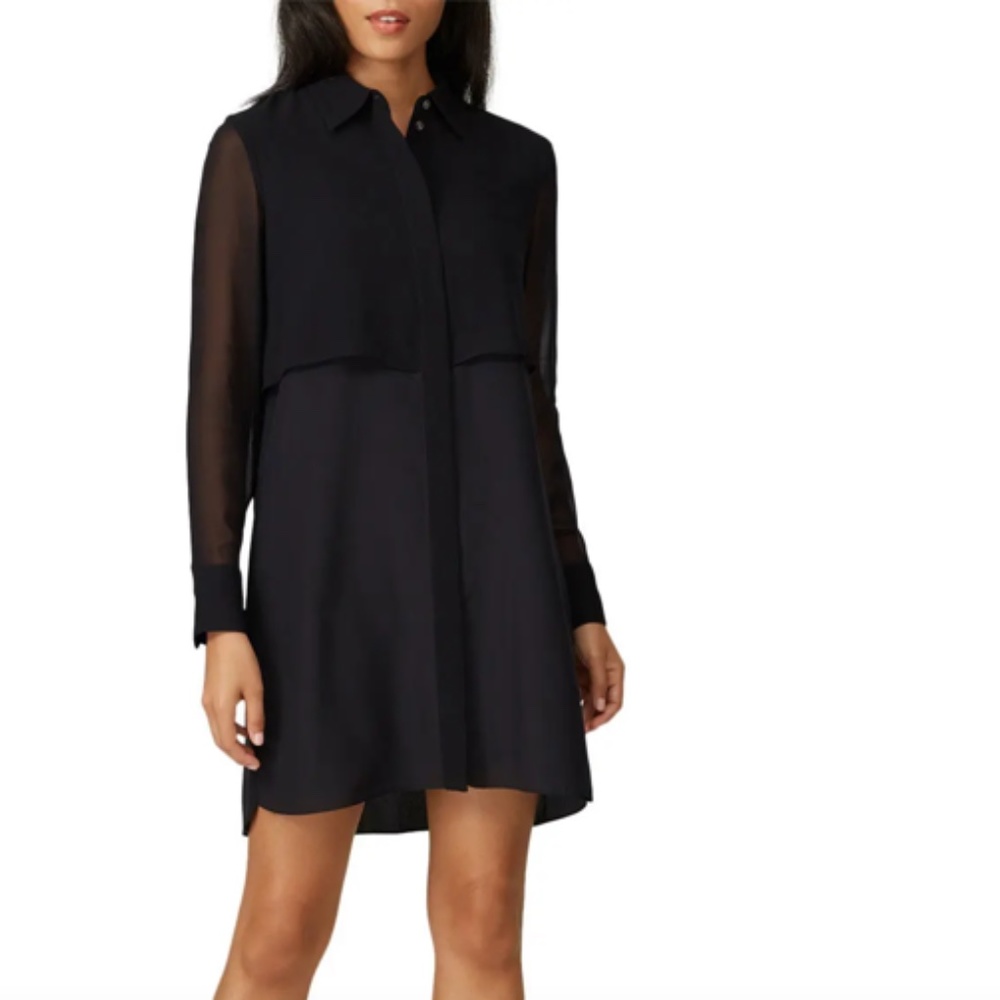 Club Monaco Bruksyde Button Down Silk Black Dress